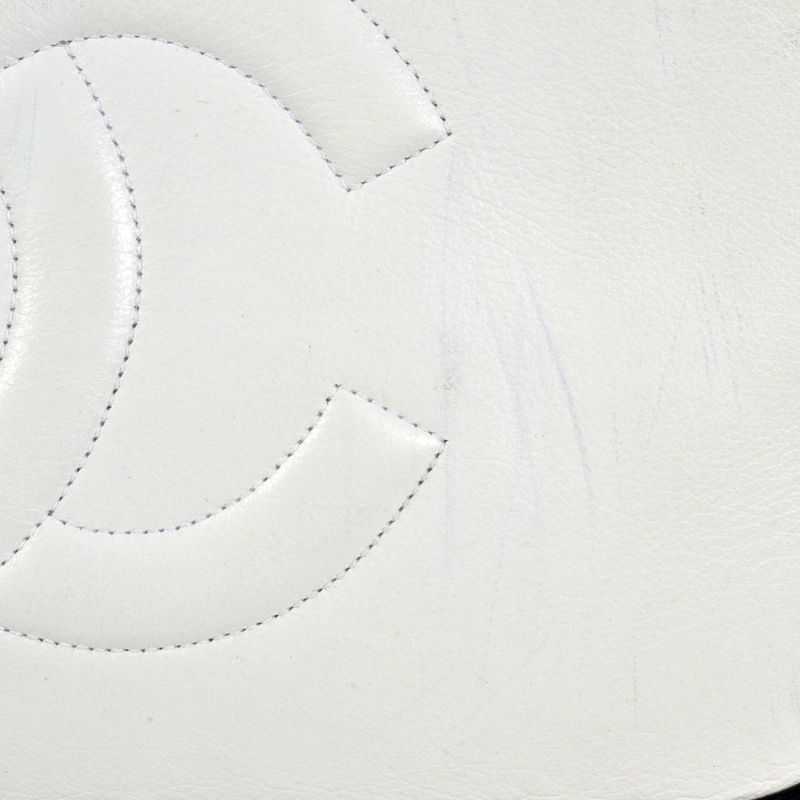 Chanel Bicolor Coco Mark Chain Tote Shoulder Bag Leather White Gold Hardware