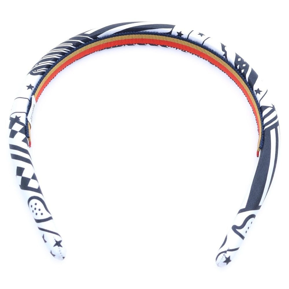 Hermes Headband Zina Zigzag White Black Silk