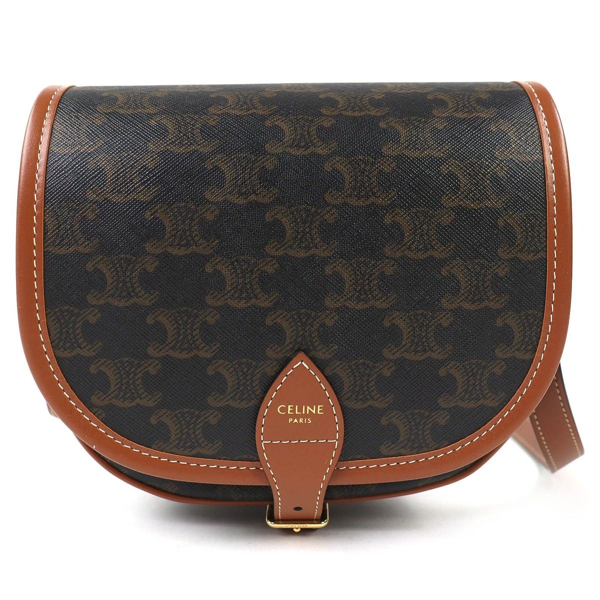 Celine Folco Medium Triomphe Canvas Shoulder Bag Tan Brown Recommended