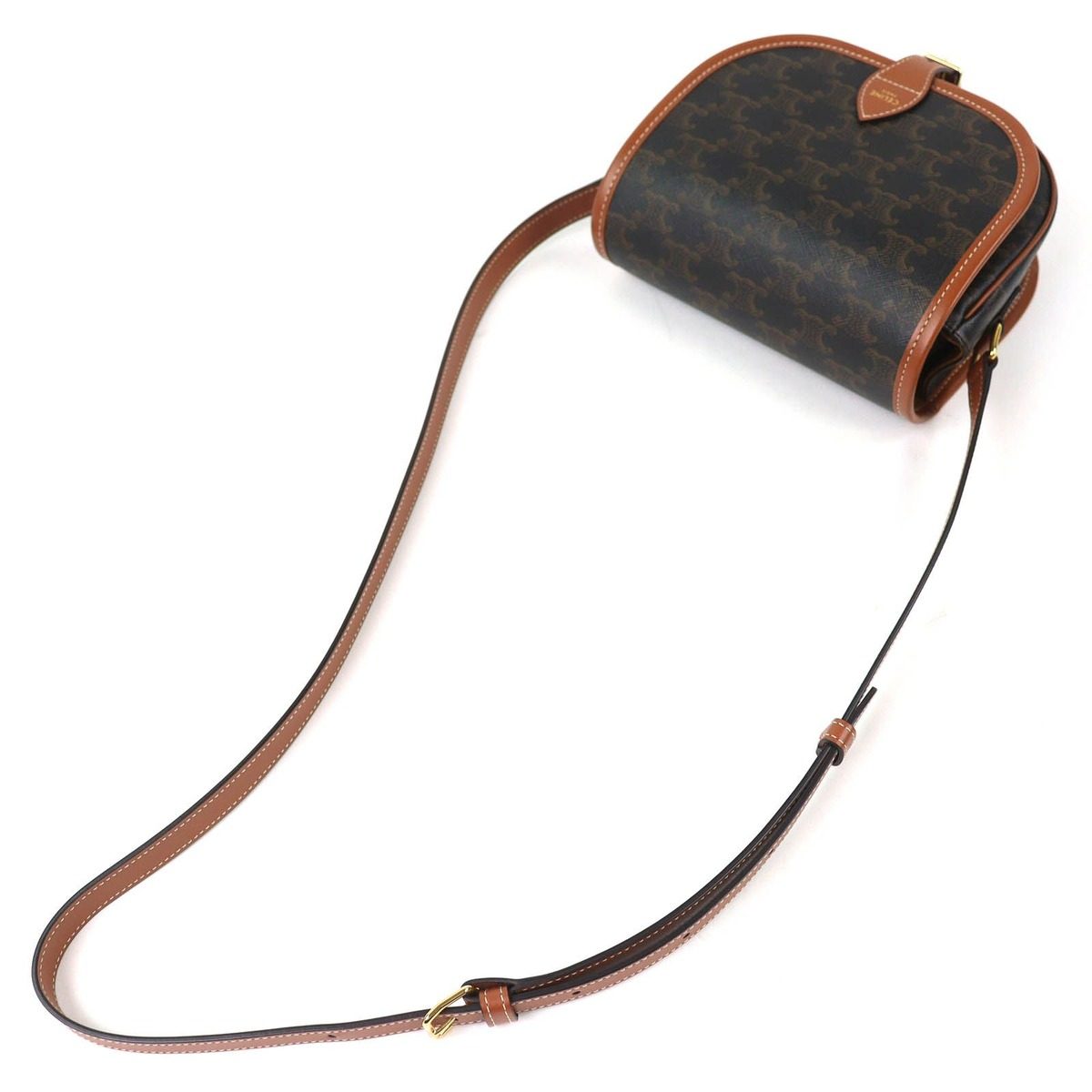 Celine Folco Medium Triomphe Canvas Shoulder Bag Tan Brown Recommended — view 4