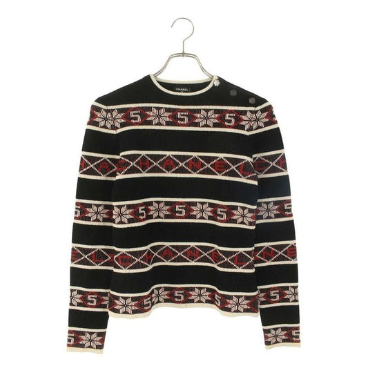 Chanel Jacquard Cashmere Knit Women 36