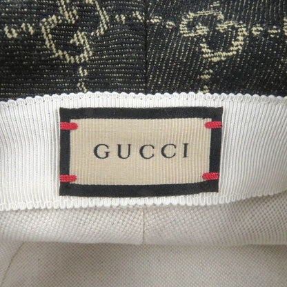 Gucci 576371 Cotton GG Logo Allover Leather Piping Denim Bucket Hat Black L