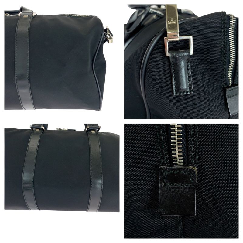 Gucci Black Silver Hardware Nylon 012 0399 Shoulder Bag Boston Bag 2way Men