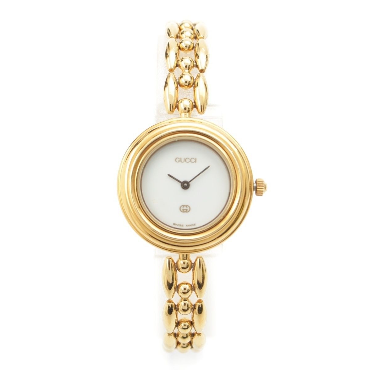 Gucci Change Bezel 5 Watch Quartz White Dial 11 12 Gold
