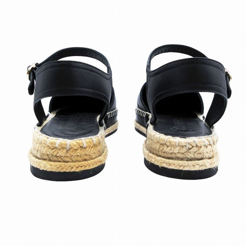 Chanel Coco Mark 20s Leather Sandals Women's Black G36184 Espadrilles Size 23cm