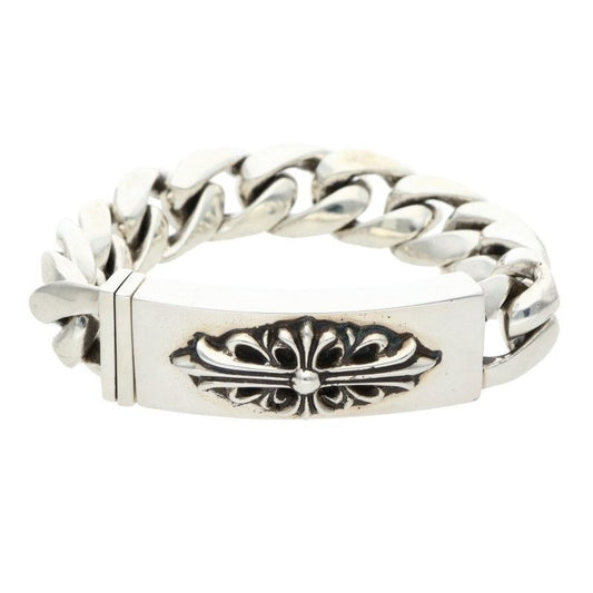 Chrome Hearts ID Floral Crs Cross ID Classic Silver Bracelet
