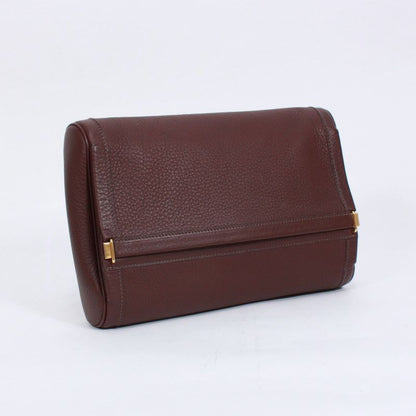 Hermes Equi Havana Taurillon Leather Brown Clutch Bag Gold