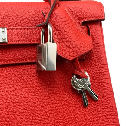 Hermes Handbag Shoulder Bag Kelly 25 D Engraved Rouge Red Silver Hardware