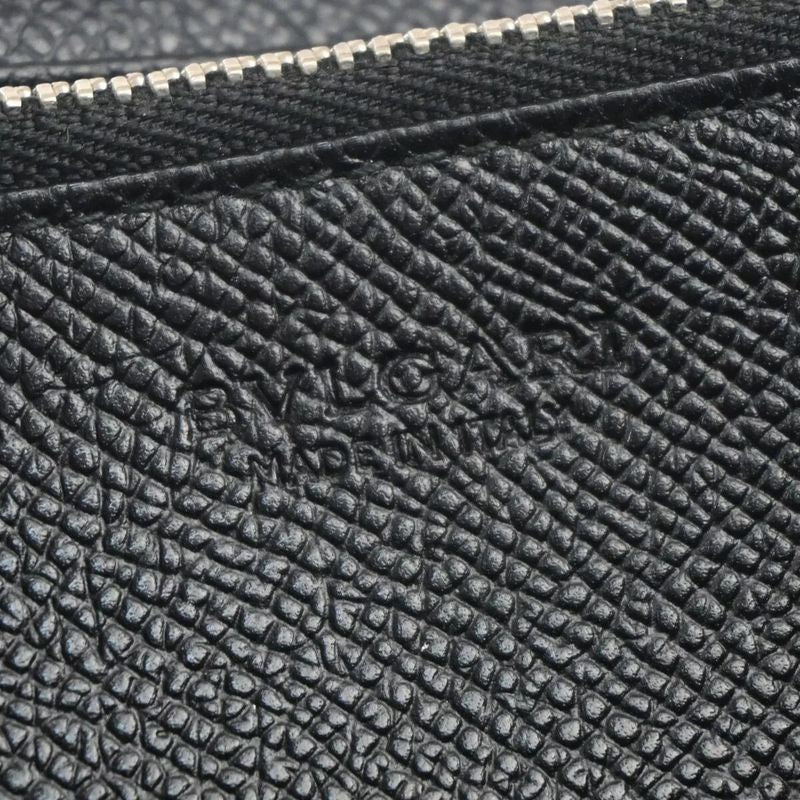 Bvlgari Logo Long Wallet Fold Wallet Black Silver 07bs058