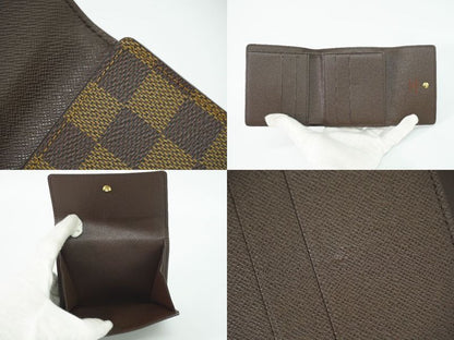 Authentic Louis Vuitton LV Portefeuille Elise Damier Ebène Fold Wallet Brown