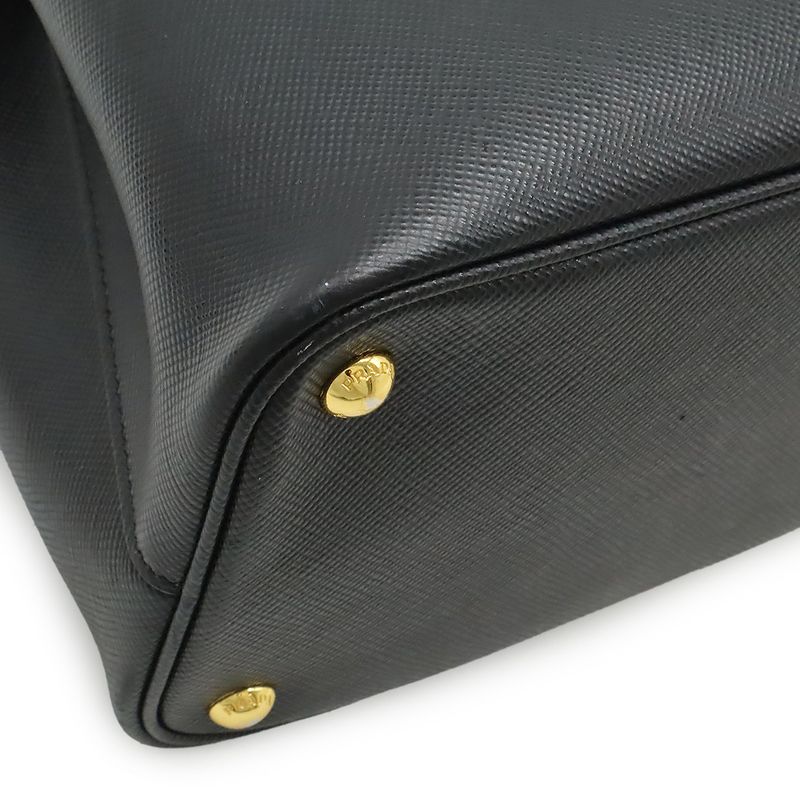 Prada Double Deubre Handbag 2WAY Shoulder Bag Bicolor Shape Pressed Leather