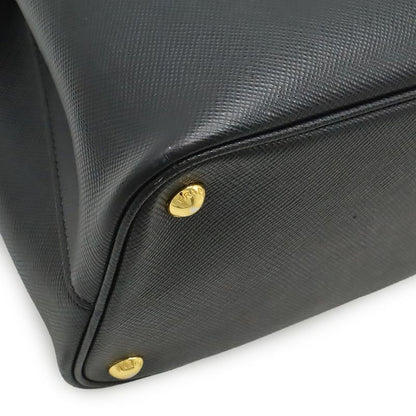 Prada Double Deubre Handbag 2WAY Shoulder Bag Bicolor Shape Pressed Leather