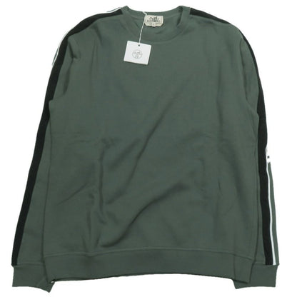 Hermes Run Sweatshirt Shirt Hline Brushed Lining Top Side Line XL Dark Green