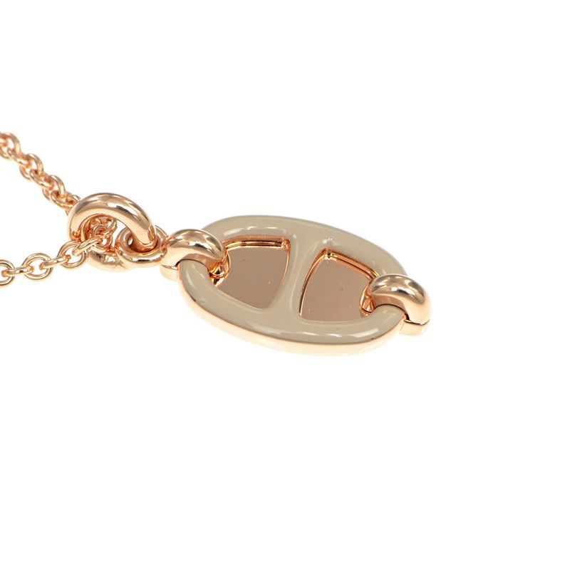 Hermes Necklace Mini Maillon PM Marron Glace Rghardware Chaine D'ancre
