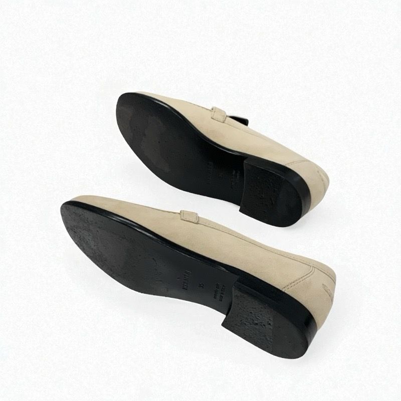 Hermes D'esting Loafers Leather Shoes Leather Beige Gold Kelly Hardware