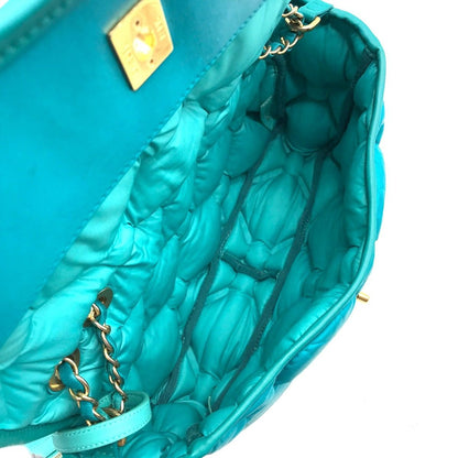 Chanel Bubble Quilt Double Chain Shoulder Bag Blue — view 7