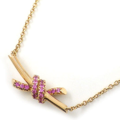 Tiffany & Co Necklace Knot Pink Sapphire 18K