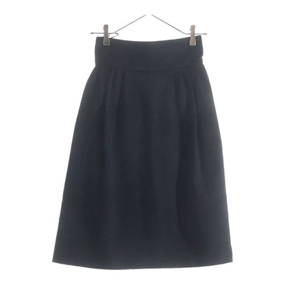 Louis Vuitton Tuck Design Wool Semi Fin Midi Amskirt Black Skirt