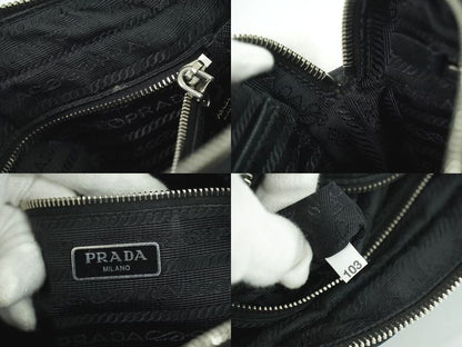 Authentic Prada Quilted 2way Shoulder Bag Handbag Pochette Nylon Black Bag