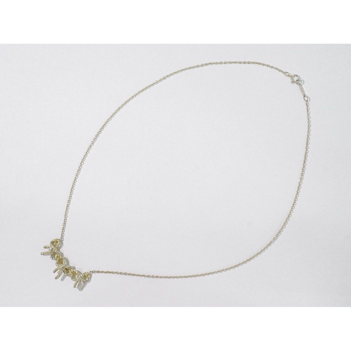 Tiffany & Co Triple Ribbon 925 18k Gold Necklace Pendant Silver Yellow — view 2