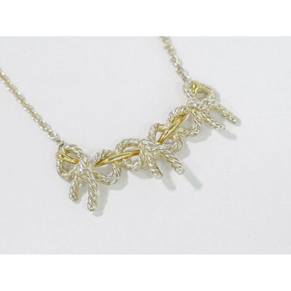 Tiffany & Co Triple Ribbon 925 18k Gold Necklace Pendant Silver Yellow — view 4