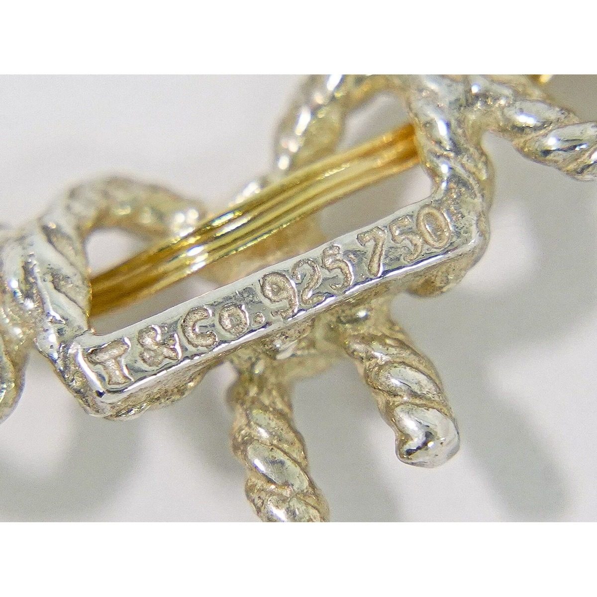Tiffany & Co Triple Ribbon 925 18k Gold Necklace Pendant Silver Yellow — view 6