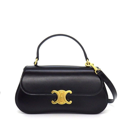 Celine Handbag Teen Lora Black Shiny Calfskin Lambskin
