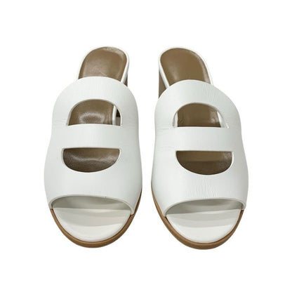 Hermes Mona Sandals Shoes Leather White Mules