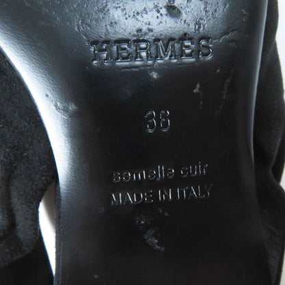 Hermes 2022 221013z Back Ribbon Pointed Toe Low Heel Suede Leather V Cut Pumps