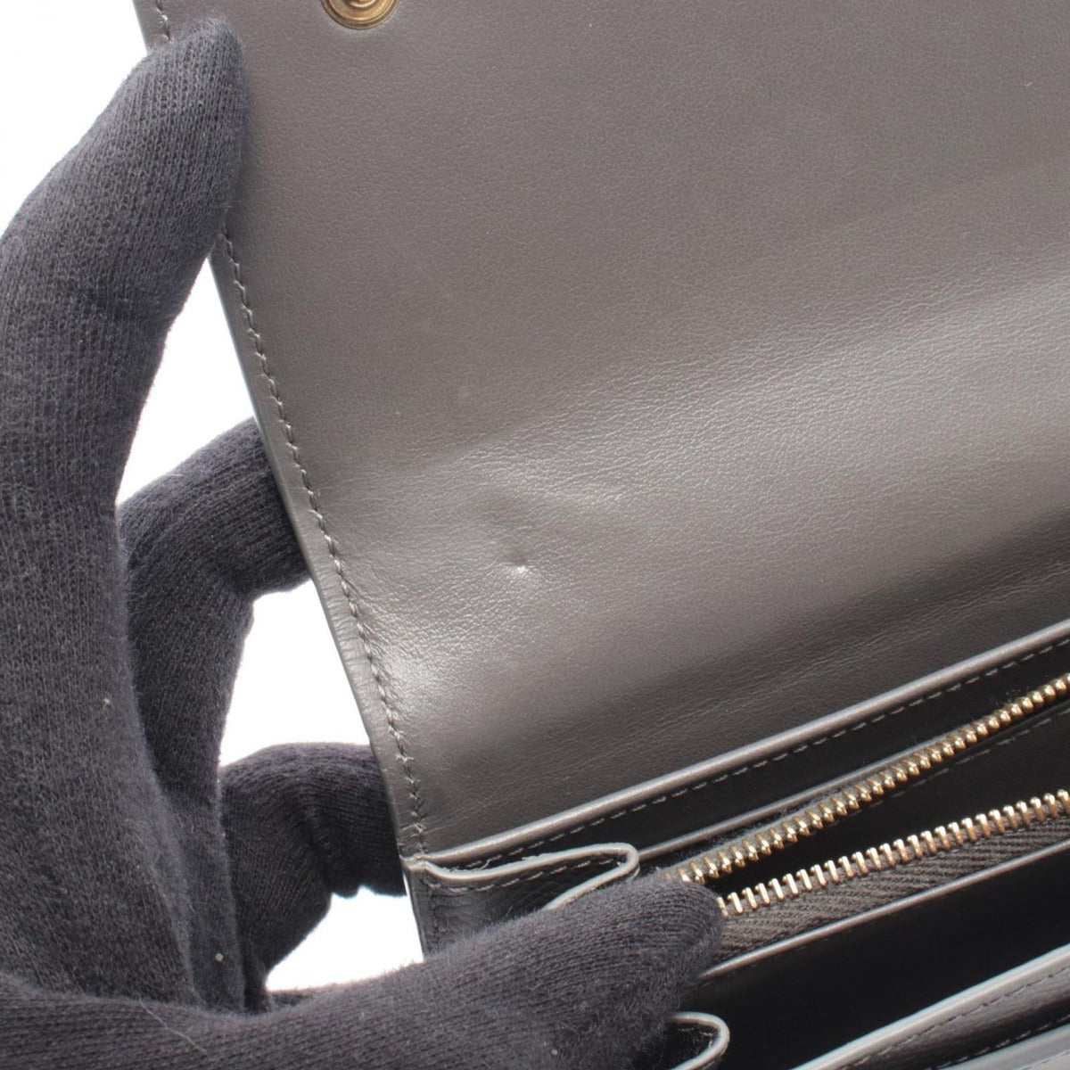 Celine Bifold Wallet Large Flap Gray Leather — view 6
