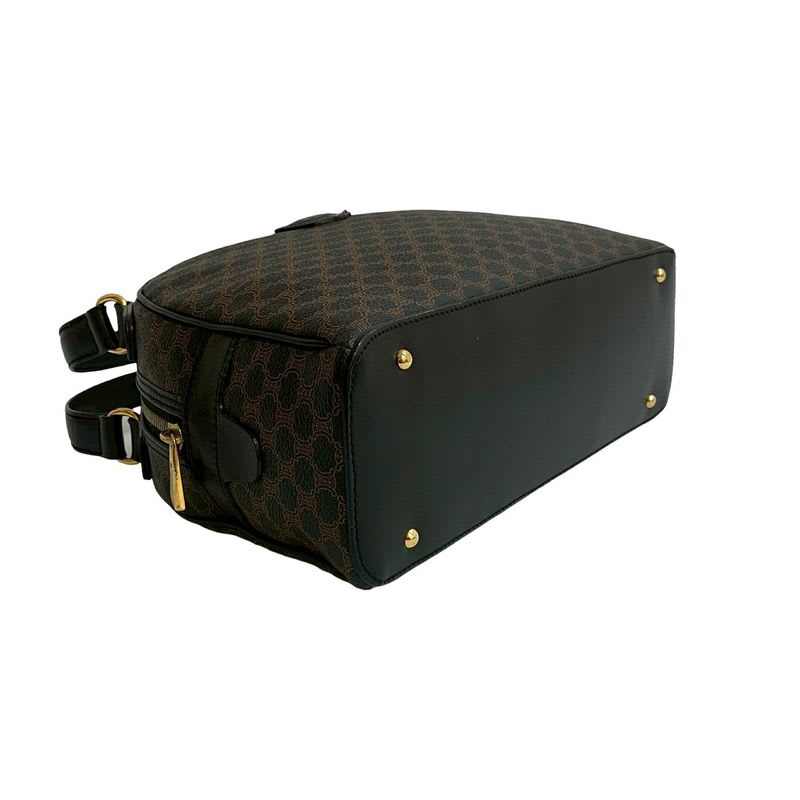Celine Vintage Macadam Blason Triomphe Pattern Leather Handbag Mini Boston Bag