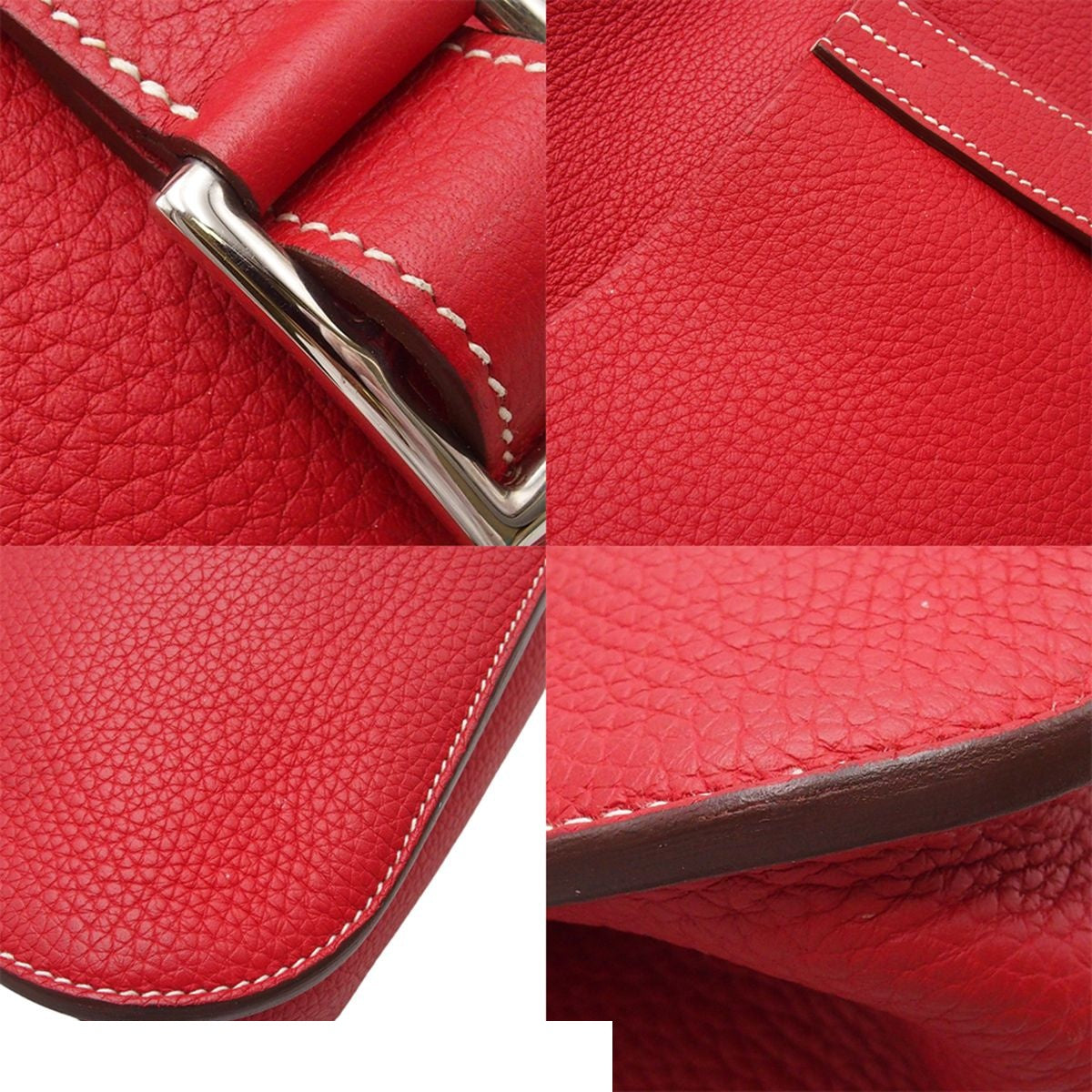 Hermes Halzan 31 Rouge Cazac Silver Taurillon Clemence 2-Way Shoulder Bag — view 7