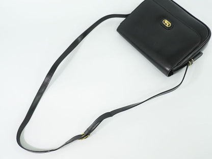 Authentic Celine Carriage Hardware Shoulder Bag Pochette Leather Black Bag