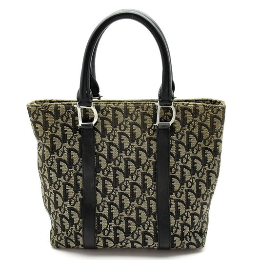Dior Trotter Handbag Canvas Leather Women's Handbag Navy Excellent Condition