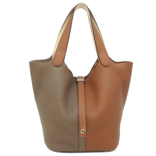 Hermes Handbag Picotin Lock MM Cazac Taurillon Clemence Gold X Etoupe X Nata