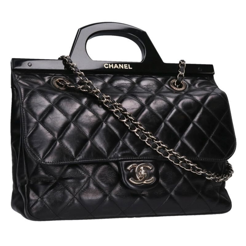 Chanel Matelasse Plastic Handle Calfskin Chain Shoulder Bag For Men