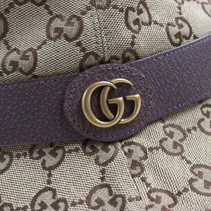 Gucci 576587 GG Canvas Fedora Hat GG Marmont Leather Trim Bucket Hat Beige