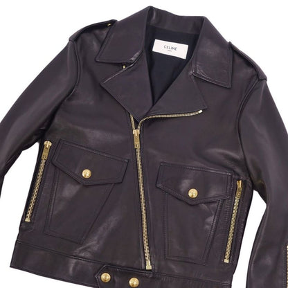 Celine Jacket 22AW Leather Jacket Biker Jacket Double Riders Lambleather