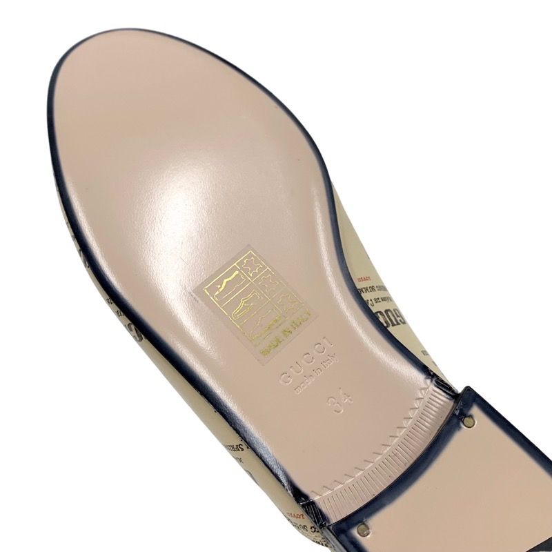 Gucci Prince Town Flat Shoes Leather Beige Red Gold Unused Mule Slipper Sandals