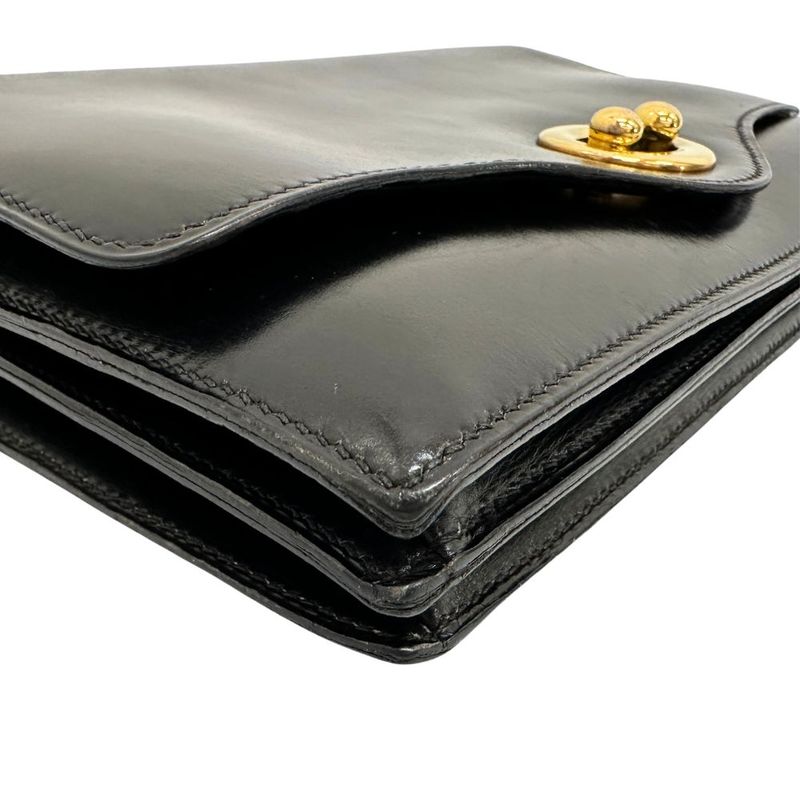 Hermes Vintage Box Calf Black Ladies Handbag