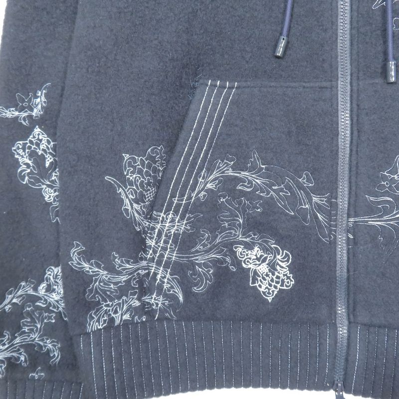 20aw Louis Vuitton Flower Embroidery Wool Zip Up Hoodie Jacket Outerwear Dark