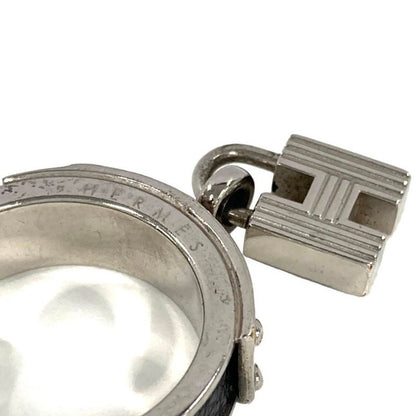 Hermes H Cadenas Scarf Ring Leather Black Unisex