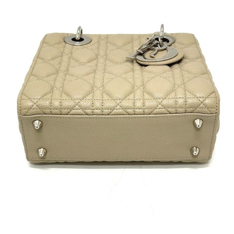 DIOR Handbag Lady Dior Cannage Leather Beige