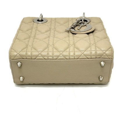 DIOR Handbag Lady Dior Cannage Leather Beige