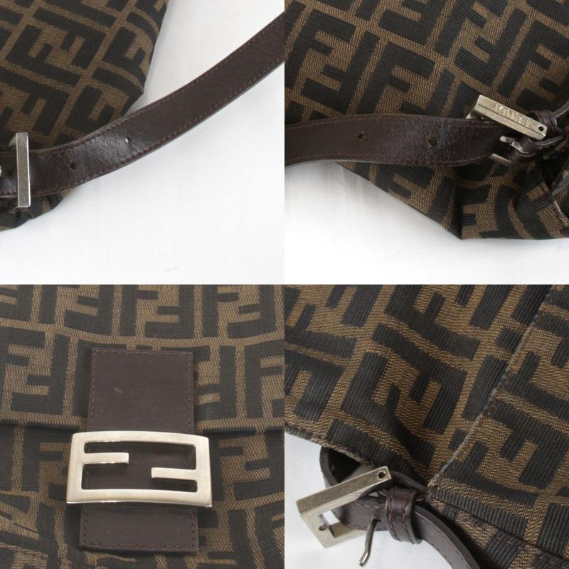 Fendi Zucca Mamma Bucket Shoulder Bag Canvas Brown