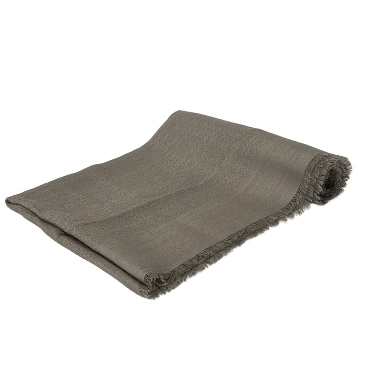 Loewe Shawl Gray Beige Fringe Wool Cashmere Scarf