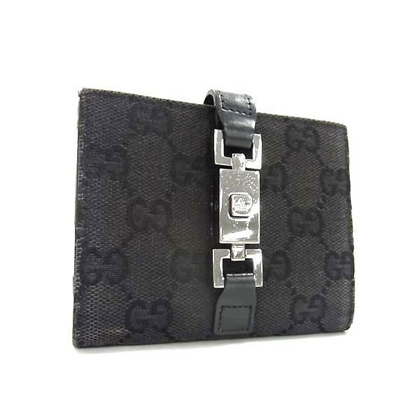 Gucci Wallet Jackie 035 2888 2129 Black GG Canvas Leather Bifold