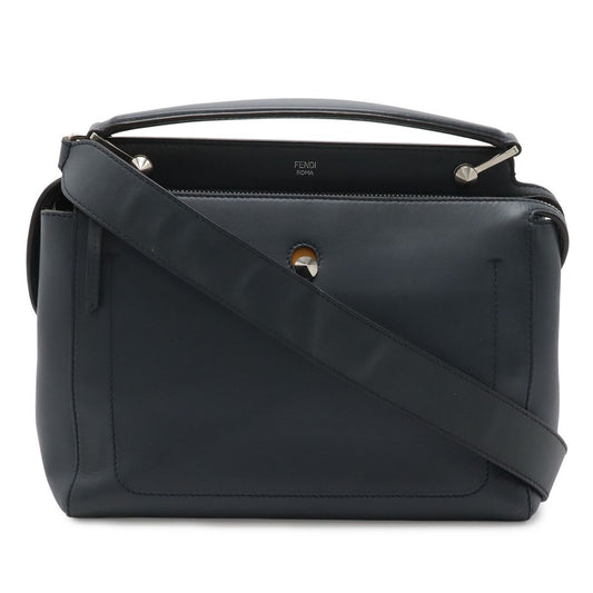 Fendi Com 2-Way Shoulder Bag Leather Navy Blue