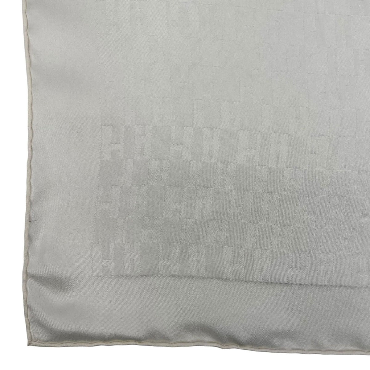 Hermes Scarf Handkerchief 100% Silk H Pattern White — view 4