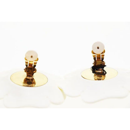 Chanel Camellia Earrings Flower Motif Vintage White Gold Aa — view 3
